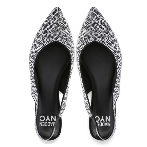 Steve Madden Shoes - NWT Madden NYC Blingy Slingback Flat Shoes, Manmade Crystals, Comfort Insole